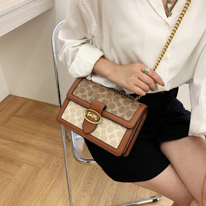 Bolso cruzado de alta gama con contraste de Color para mujer, bolso de hombro pequeño y versátil de diseñador de lujo ligero a la moda