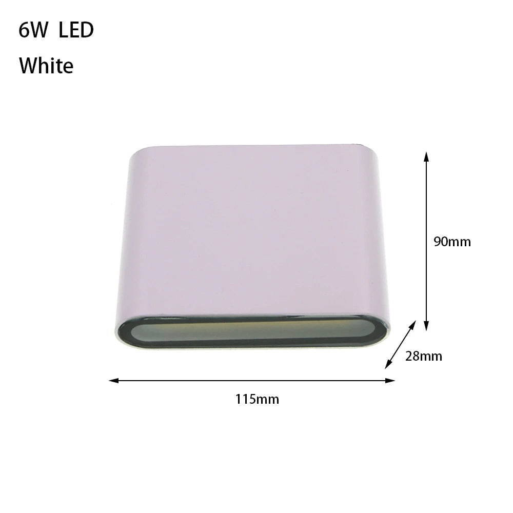 Lámpara LED de pared impermeable para exteriores, 6W, 12W, 24W, dormitorio, sala de estar, balcón, lámpara de pared Exterior de aluminio, accesorios de aplique