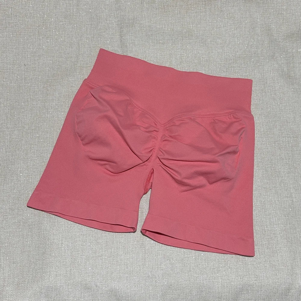 Pantalones cortos deportivos para mujer, pantalones cortos de gimnasio con banda baja acanalada de 4,5 ", mallas sin costuras para entrenamiento y Yoga