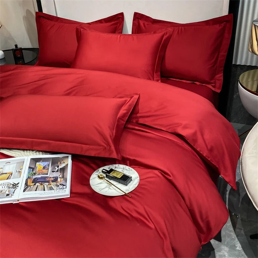 Juego de cama de lujo 100% algodón egipcio funda nórdica funda de almohada Ru Europa doble tamaño Queen King ropa de cama juegos de sábanas suaves