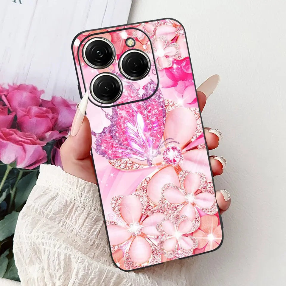 Para Tecno Spark 20c 20 Pro Plus Spark20 Pro Funda de teléfono Funda trasera de goma suave Mujer moda patrón de dibujos animados Funda de parachoques