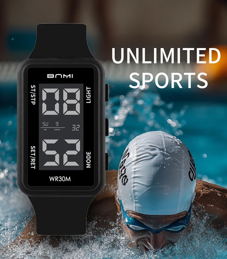 2025 Reloj electrónico deportivo rectangular para hombre, resistente al agua, alarma de luz nocturna, reloj Digital ligero y portátil para hombre