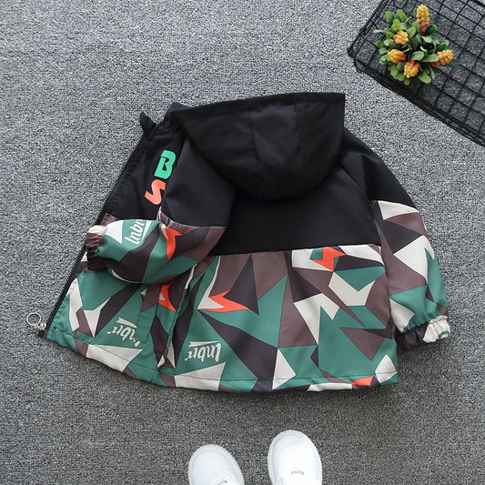 Chaquetas con capucha para niños, abrigo cortavientos fino con cremallera, estampado informal, ropa de abrigo para niños de 2 a 8 años, primavera y otoño