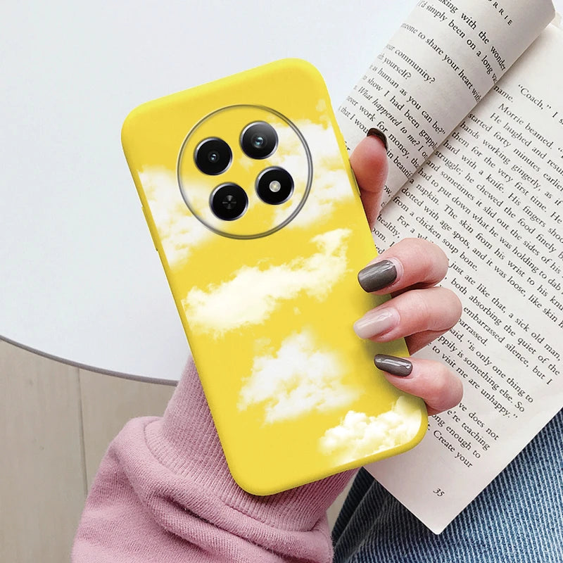 Funda para Realme 12 4G 12 + 13 + Plus 13 Pro + Plus 5G bonita funda trasera con forma de corazón y flor de silicona suave mate Fundas protectoras de dibujos animados