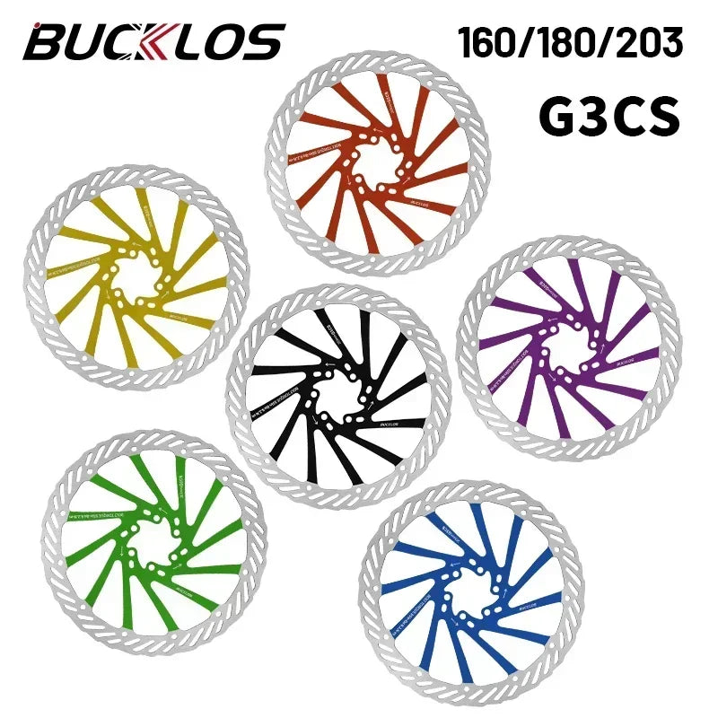 BUCKLOS-Rotor de freno de disco hidráulico ultraligero para bicicleta de montaña, disco de freno de bicicleta de carreras de carretera de montaña de 160/180/203mm con 6 pernos gratis