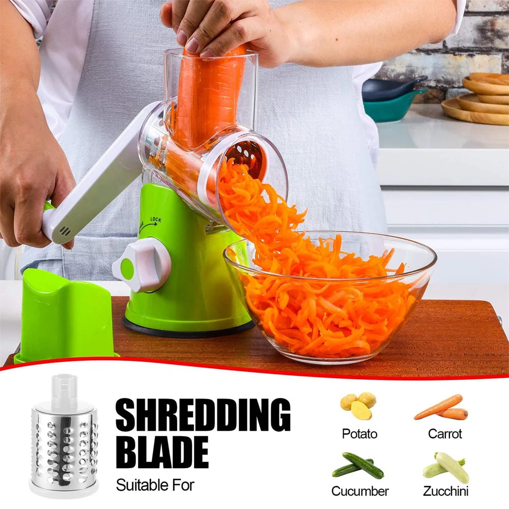 Rallador de queso rotativo Manual para cortador de verduras, rebanador de patatas, mandolina, picador de verduras multifuncional, accesorios de cocina
