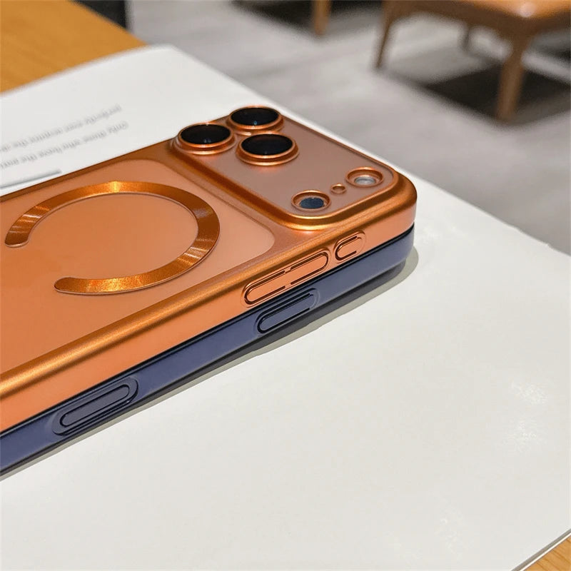 Funda de teléfono transparente mate de lujo para Magsafe IPhone 17 Air 16 15 Pro Max Plus 17Air 17Pro funda trasera de parachoques magnético