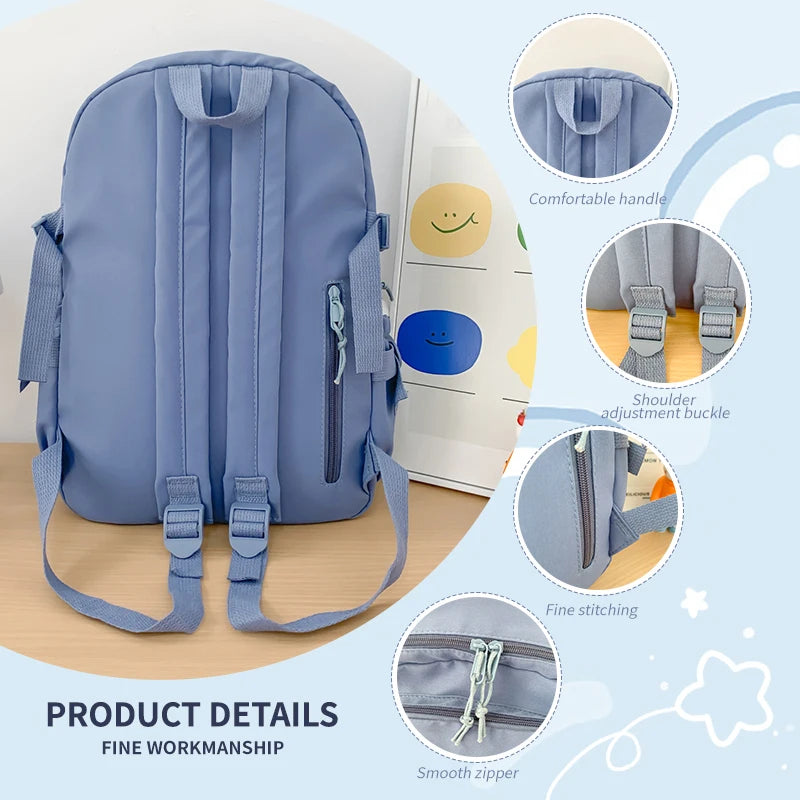 Nueva Mochila de Nailon Linda y Práctica para Niñas, Estudiantes y Mujeres, Mochila Escolar con Múltiples Bolsillos