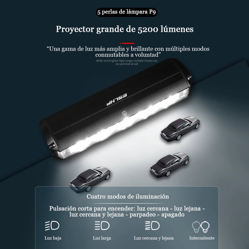 Luz delantera de bicicleta, 5200 lúmenes, 8000 mAh, resistente al agua, antorcha de conducción nocturna, carga USB, accesorios de luz para bicicleta de carretera, equipo de ciclismo