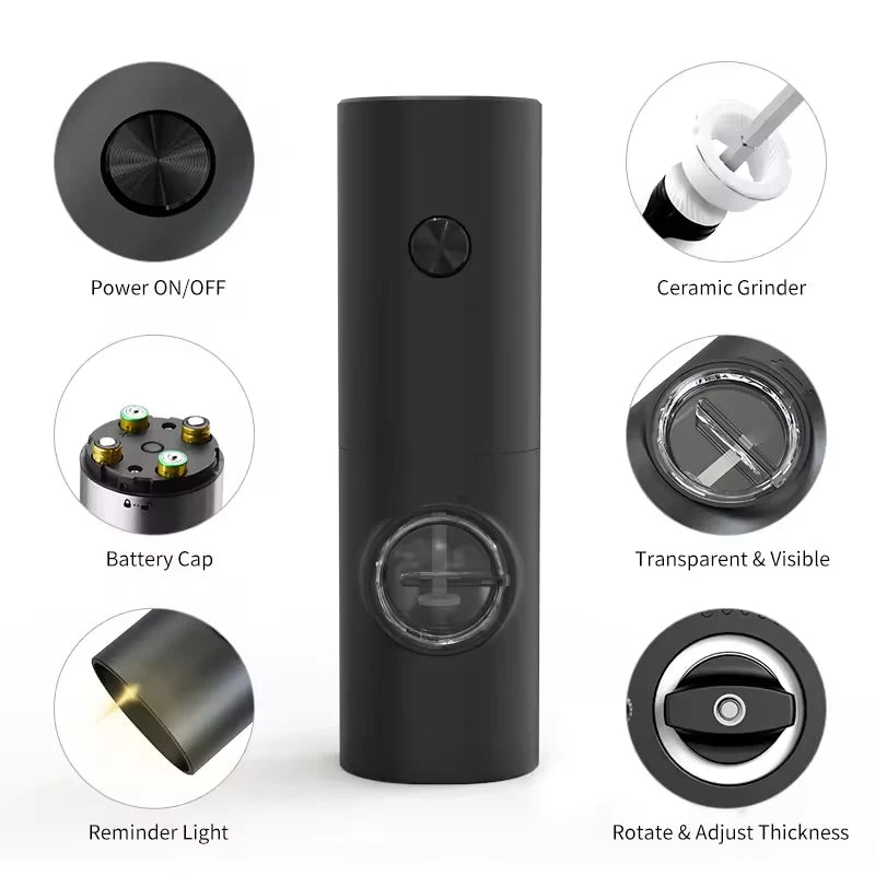 Juego de Molinillos Eléctricos Automáticos de Sal y Pimienta (1/2 Piezas) con Luz LED, Molinillo de Especias Ajustable, Herramientas de Cocina