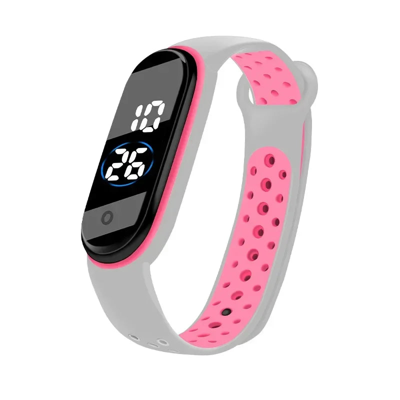 Reloj deportivo resistente al agua para niños, reloj Digital LED con pantalla táctil inteligente, correa de silicona de dos tonos, reloj para hombres y mujeres, reloj para estudiantes