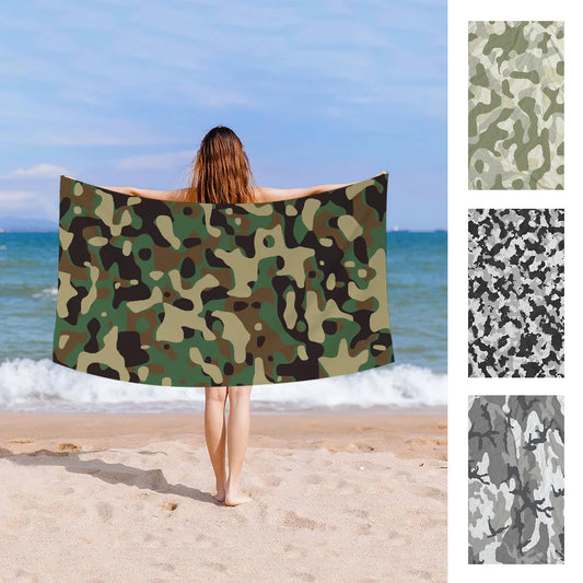 Toalla de playa de microfibra con patrón de camuflaje, toalla de playa de microfibra, absorbente, secado rápido, suave, Yoga, complejo turístico, montaña