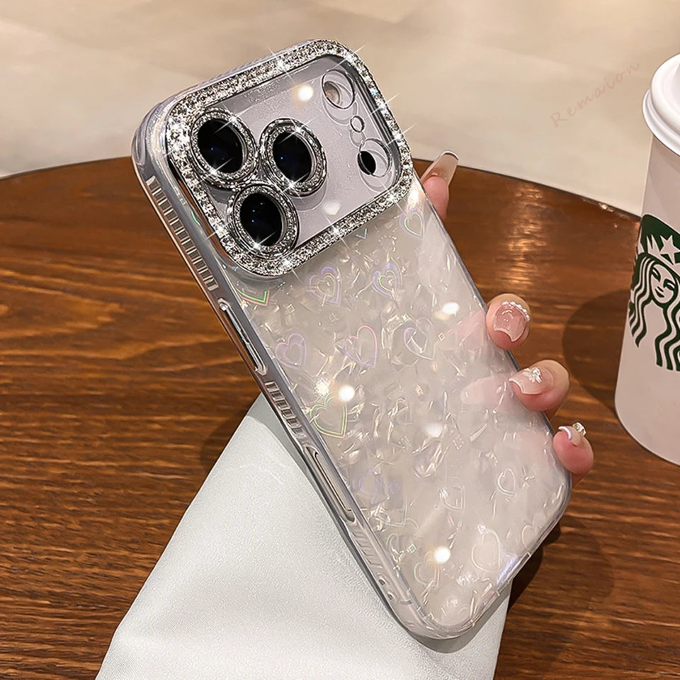 Funda de teléfono con purpurina y diamantes para iPhone 17 Air 11 12 13 16 Pro Max 15 14 16 Plus 17Pro Max, funda protectora de mariposa bonita