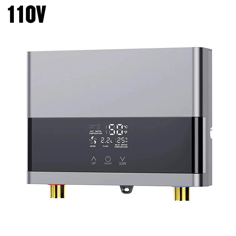 110V/220V Instant Water Heater Bathroom Kitchen Wall Mounted Electric Water Heater Hot Water Shower LCD Temperature Display