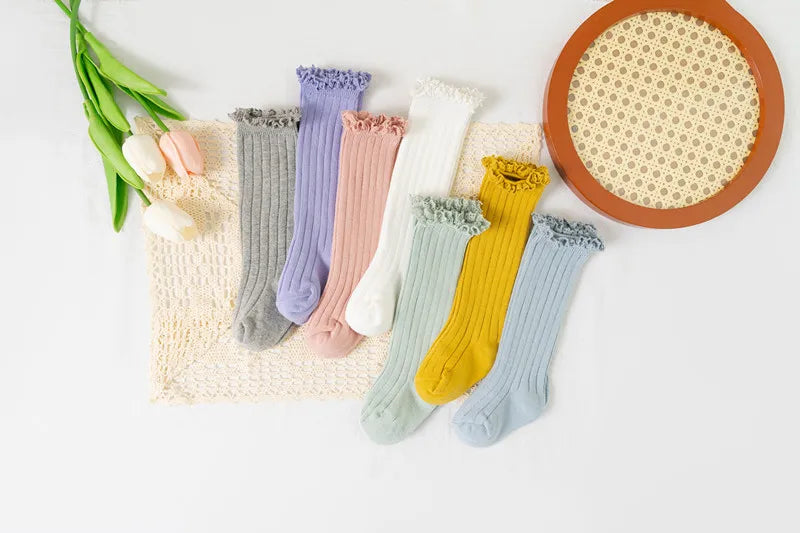 Calcetines Largos con Encaje para Niñas