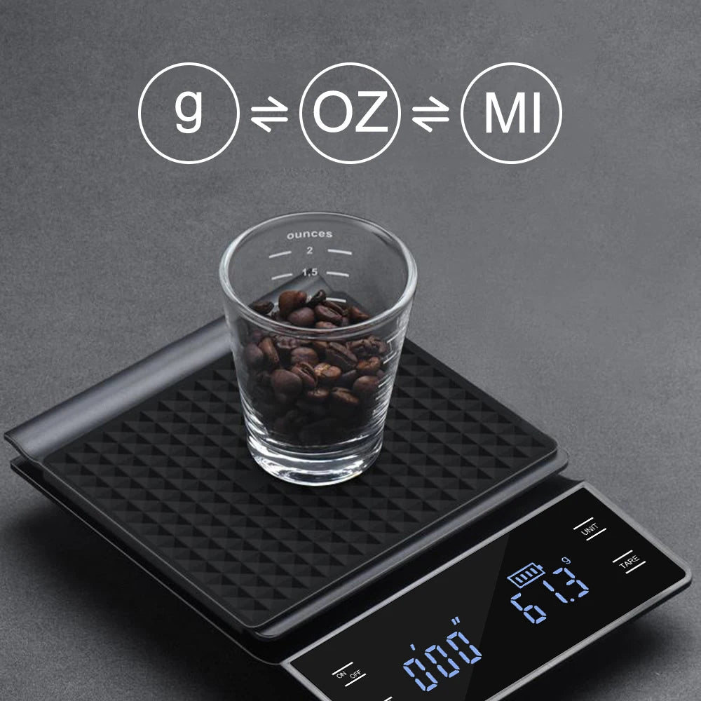 Báscula electrónica de café inteligente, báscula LCD con sincronización Digital de alta precisión, balanza de café de 3kg/0,1g, báscula de peso para medir para Cocina