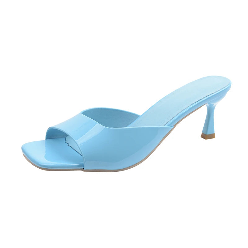 Sandalias de tacón alto para mujer, novedad de verano, moda con punta cuadrada y punta abierta, Sandalias de tacón alto negras cómodas e informales elegantes