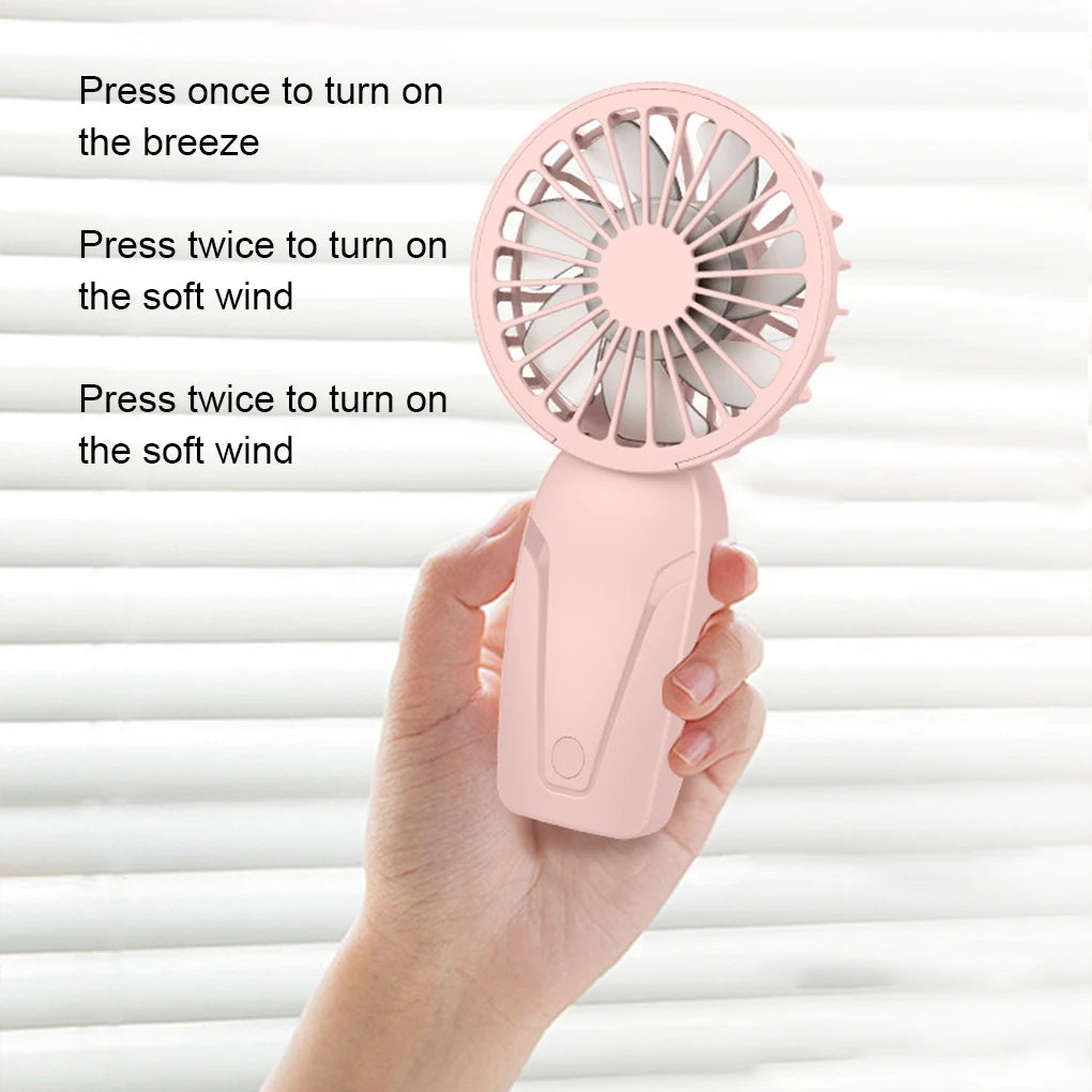 Ventilador pequeño de mano portátil, Mini ventilador de bolsillo, recargable por USB, ligero, ABS