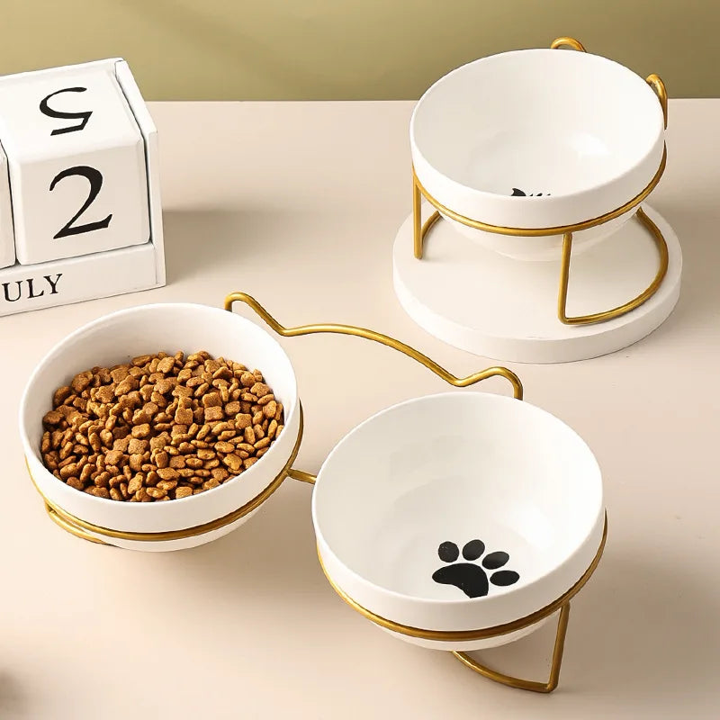1-3 uds protección Cervical creativa suministros para mascotas tazón doble de cerámica para gatos tazón de cerámica para gatos tazón de comida tazón de comida para perros agua potable tazón de comida