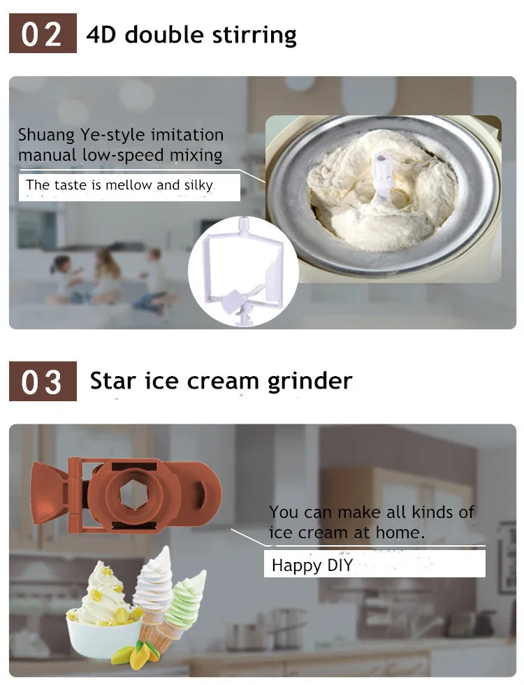 Máquina de helado Manual automática de sobremesa operación Simple Mini máquina de helado suave de gran capacidad para el hogar DI