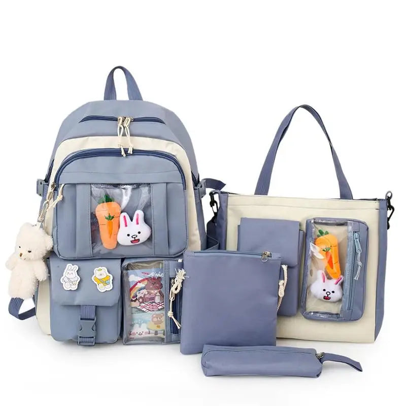 Mochila escolar Kawaii para niños y niñas, conjunto de 4 piezas, mochilas escolares para adolescentes y niñas