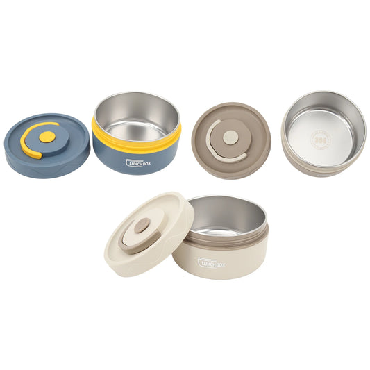 Olla de cocina térmica de aislamiento térmico de 440ml, recipiente térmico portátil de doble capa de acero inoxidable con forma redonda, 1 Uds.