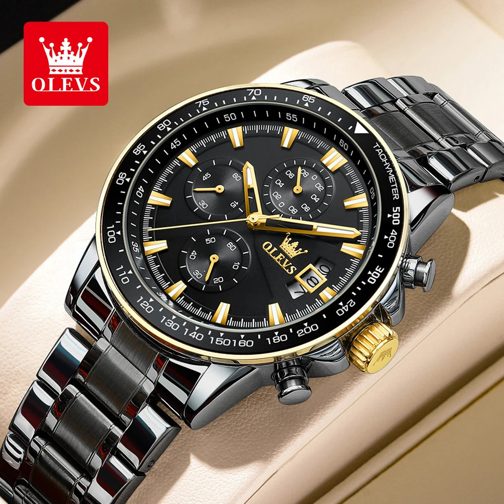 Reloj OLEVS TY705 para Hombre, Reloj de Cuarzo Luminoso de Lujo a Prueba de Agua, Reloj Multifuncional con Cronómetro, Reloj Deportivo Original Exclusivo para Hombre
