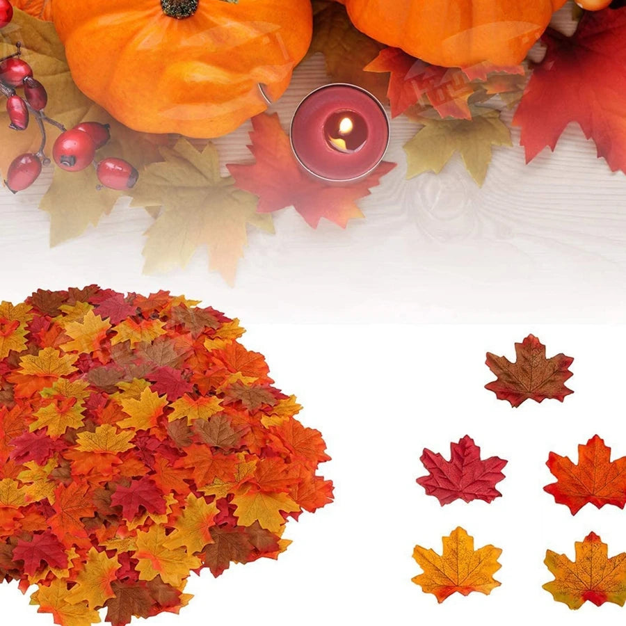 50/100 Uds plantas artificiales flores seda hoja de arce Halloween Festival fiesta decoración hogar habitación florero mesa patio boda álbum de recortes