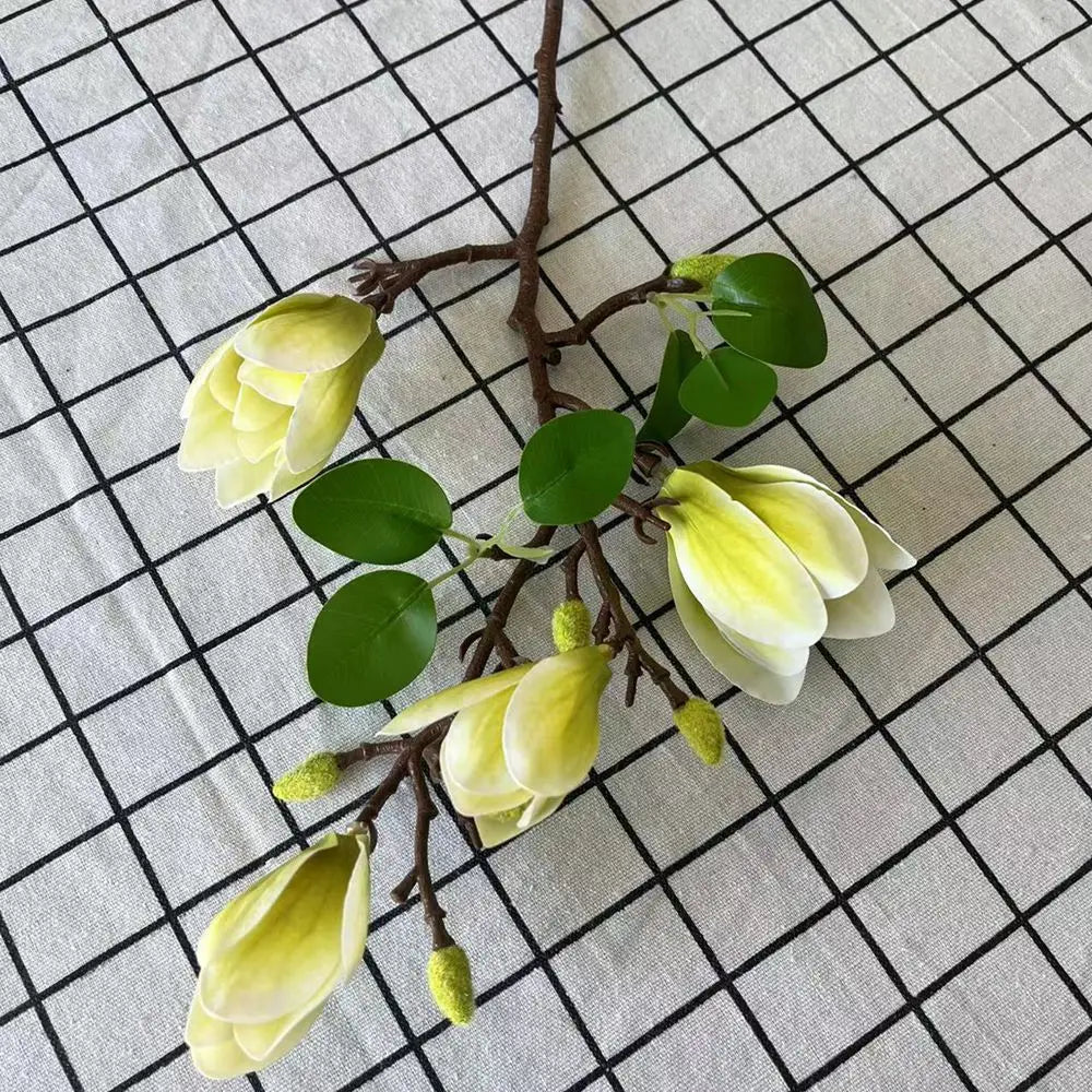 Ramo de Magnolia de seda de flores artificiales, accesorios para fotos Diy, ramo de novia para boda, mesa, florero para fiesta, decoración del jardín al aire libre para el hogar