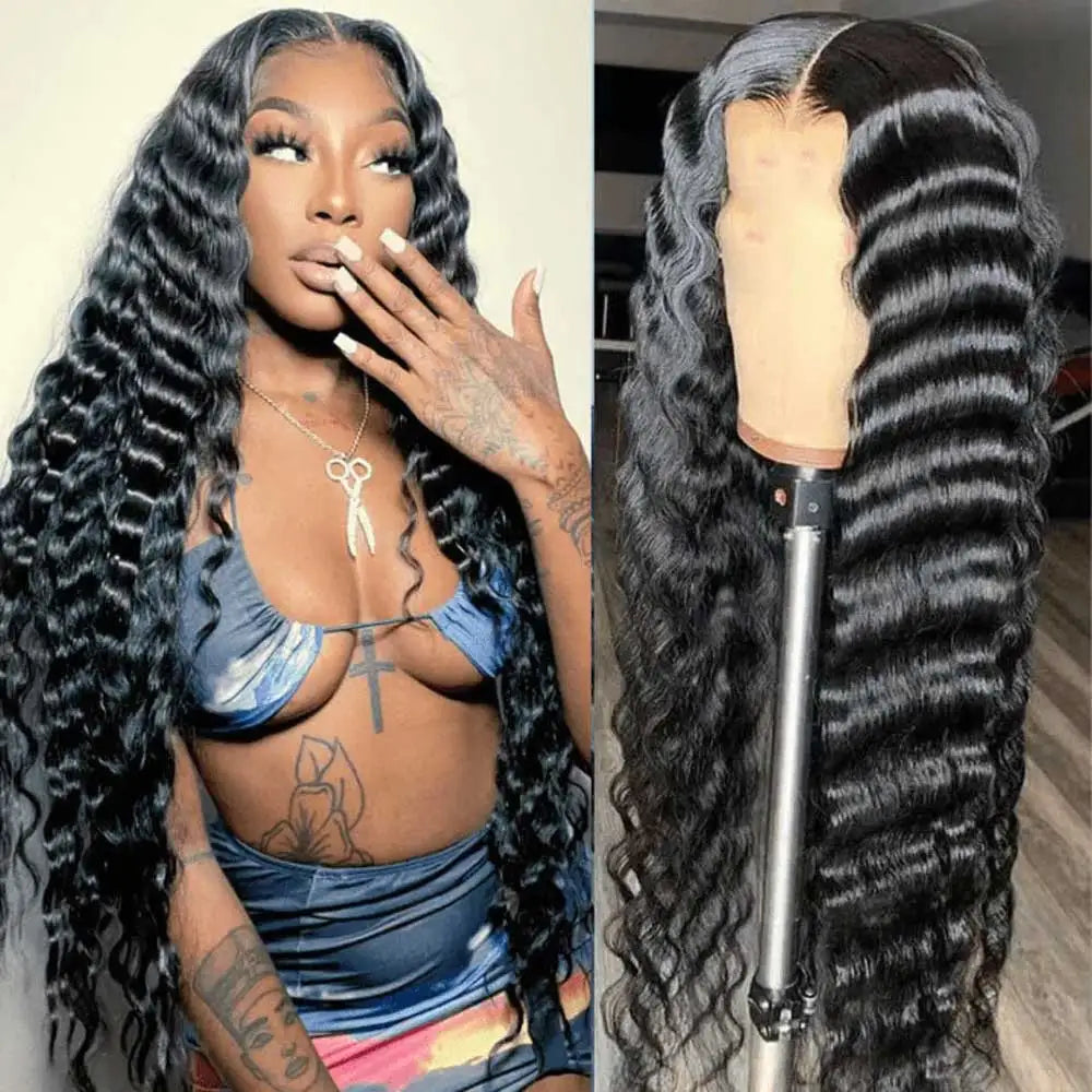 Pelucas frontales de onda profunda suelta HD 13x4 13x6 40 42 pelucas de cabello humano Frontal de encaje rizado profundo de agua Remy 5x5 peluca sin brillo cabello humano