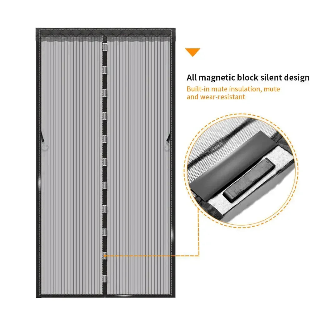 Cortina de malla para puerta con pantalla magnética de alta resistencia, mosquitera, partición manos libres, cortina de puerta a rayas silenciosa, ventilación para dormitorio