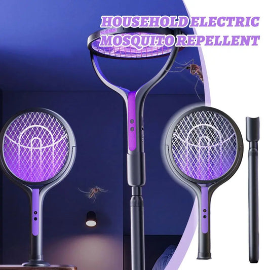 Matamoscas eléctrico retráctil y giratorio 2800V – 90 °   Matamosquitos 2 en 1 con Cabezal de Malla, Recargable de 1200 mAh