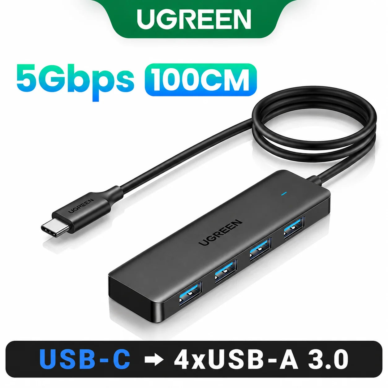 UGREEN HUB USB 3.0 de 4 Puertos, HUB USB-C Delgado para Ratón y Teclado, Compatible con MacBook Pro, Air, Laptop, PC de Escritorio, Xbox, PS5, Splitter
