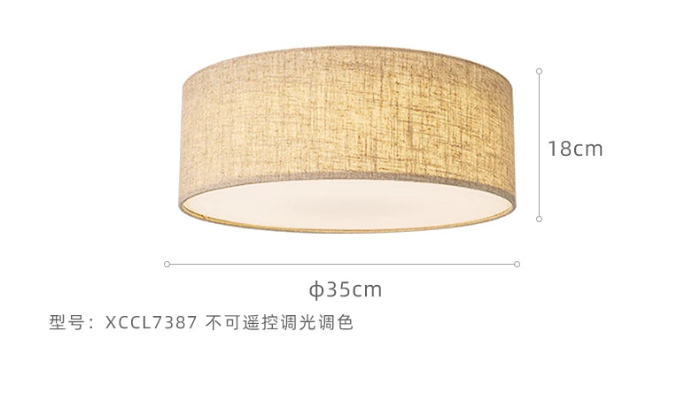 Lámpara de techo LED nórdica para sala de estar, candelabro de lino para dormitorio, cocina, pasillo moderno Simple, decoración de Loft, lámpara redonda