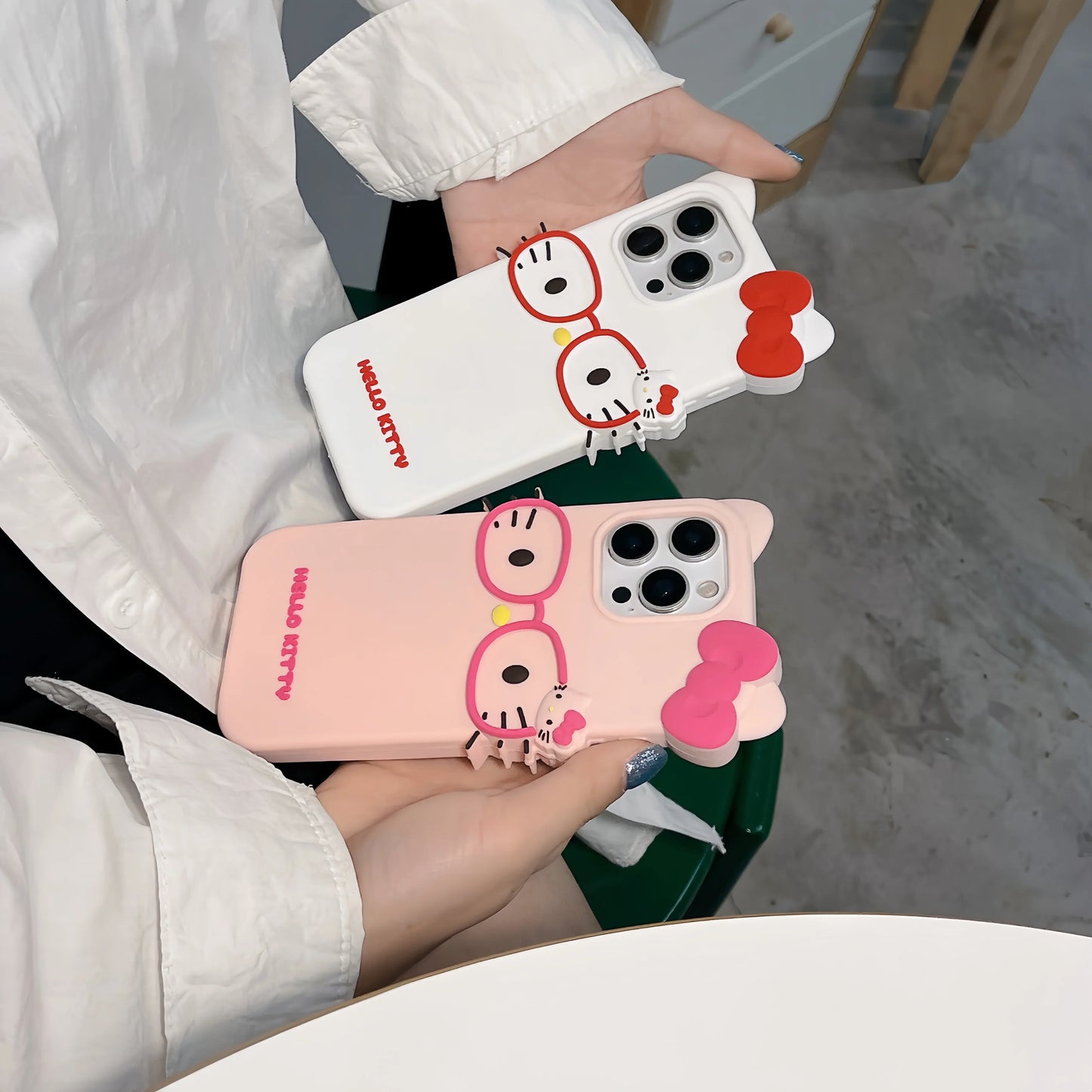 Funda de teléfono estereoscópica 3D para iPhone 17 16 15 14 13 12 11 Pro Max, fundas con lazo de Hello Kitty de dibujos animados bonitos de Sanrio, funda de silicona suave