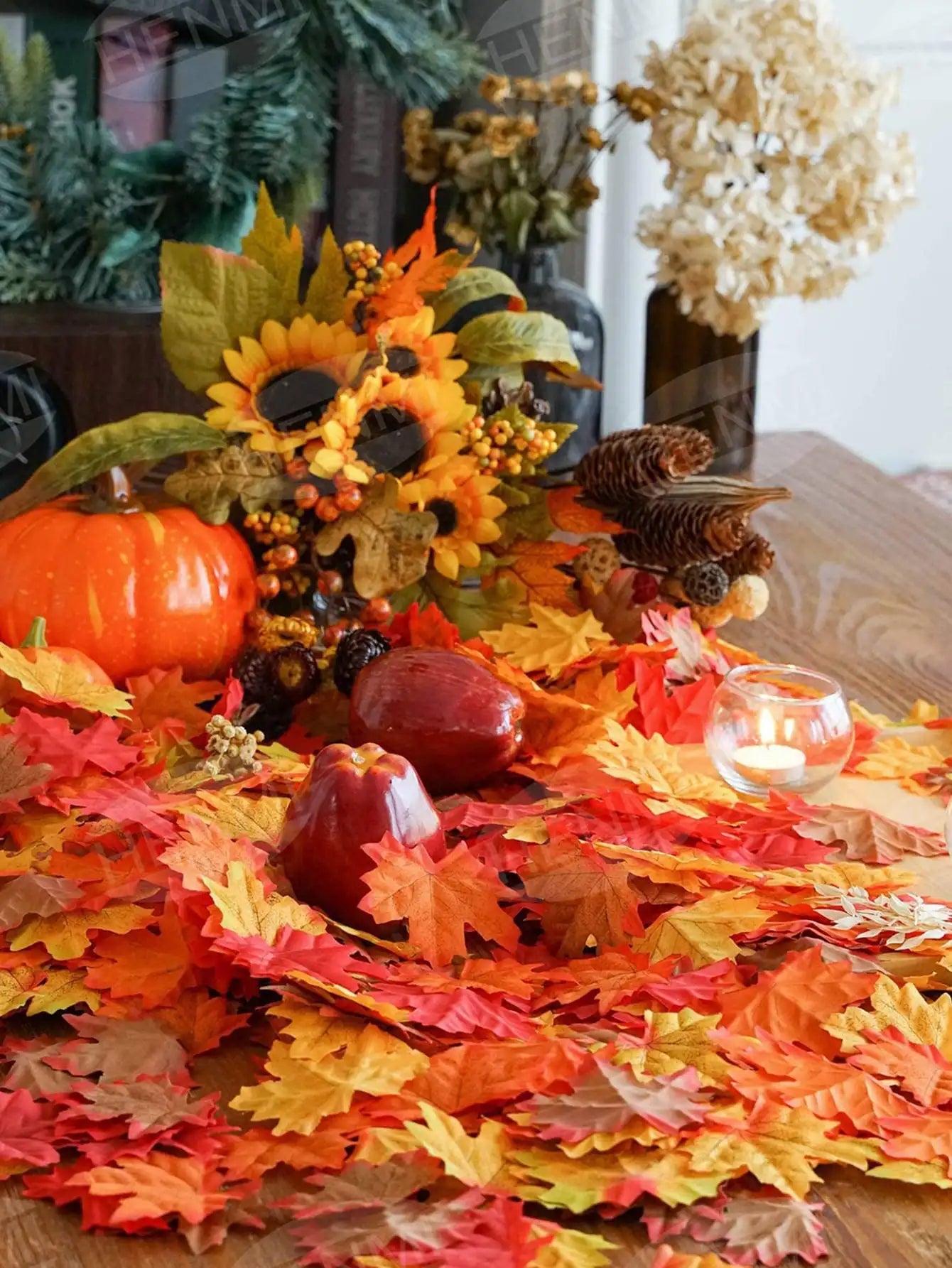 50/100 Uds plantas artificiales flores seda hoja de arce Halloween Festival fiesta decoración hogar habitación florero mesa patio boda álbum de recortes