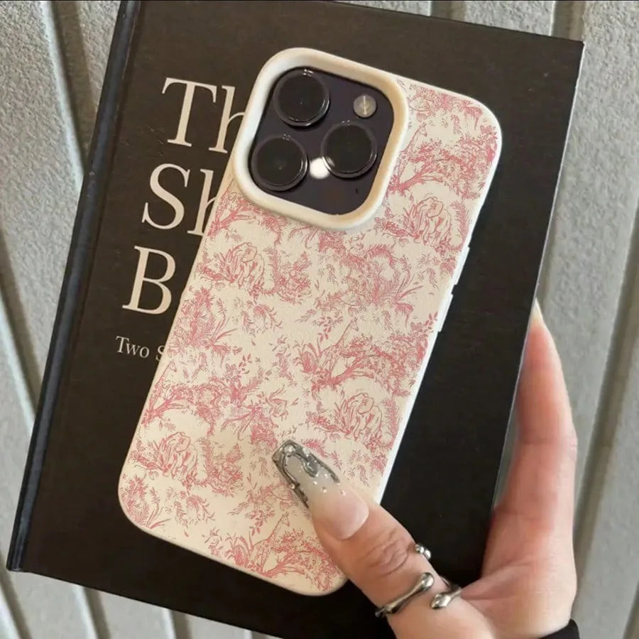 Funda de Silicona con Diseño Floral de Lichí Rosa para iPhone 17, 17 Air, 16, 15, 14, 13, 12, 11 Pro Max, Funda para iPhone 16, 15, 14 Plus