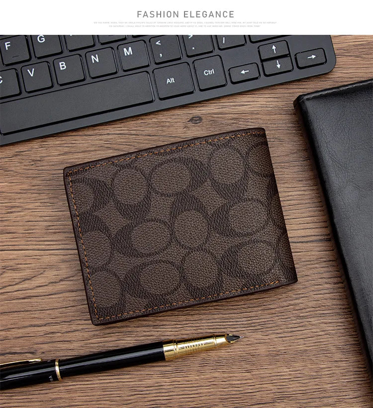 Cartera de Diseño 2026 con Grabado, Billetera Bifold Compacta para Hombre, Múltiples Ranuras para Tarjetas, Bolsillo para Monedas, Accesorio de Moda Diaria, Regalo para Hombre