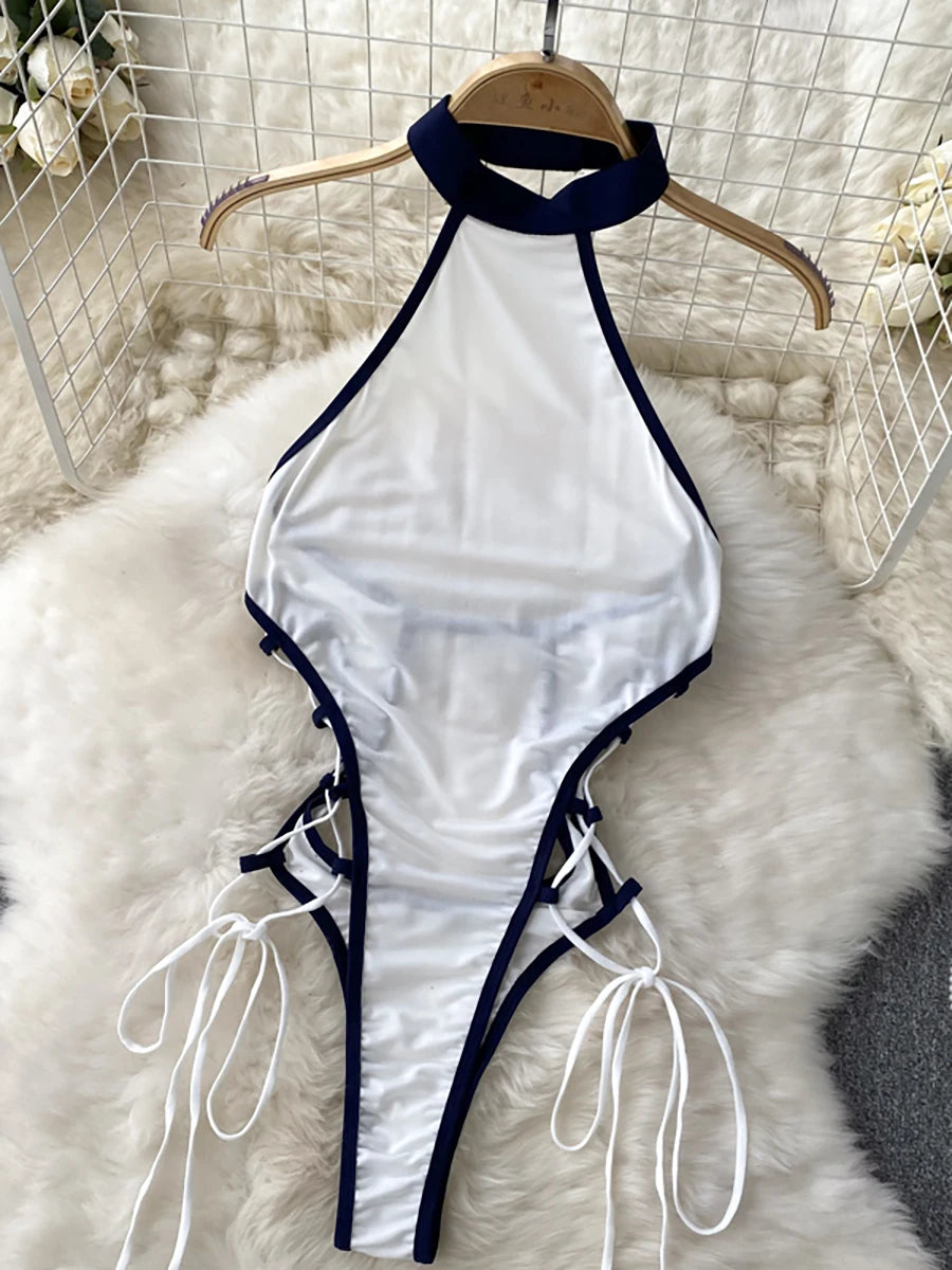 Ropa de dormir para fiesta de San Valentín, Catsuits combinados, peleles de tiras de malla eróticos íntimos ajustados, monos de mujer, lencería, conjuntos sexys