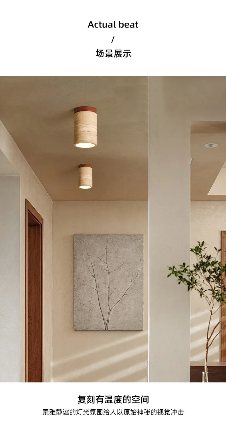 Lámpara de techo LED de piedra travertino, accesorio de iluminación para pasillo, sala de estar, comedor, decoración de dormitorio, lámpara de techo