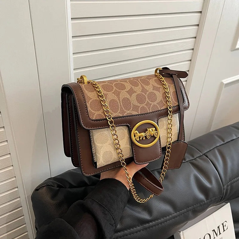 Bolso de Mujer de Diseño Avanzado 2026, Nuevo, Moderno y Elegante, con Cadena, Versátil, Bandolera, Bolso Cuadrado Pequeño