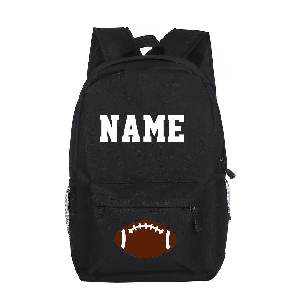 Mochila escolar personalizada para niños, bolso de fútbol y baloncesto con estampado de nombre, mochila para estudiantes, bolsas para ordenador portátil para adolescentes, regalo para regreso a la escuela