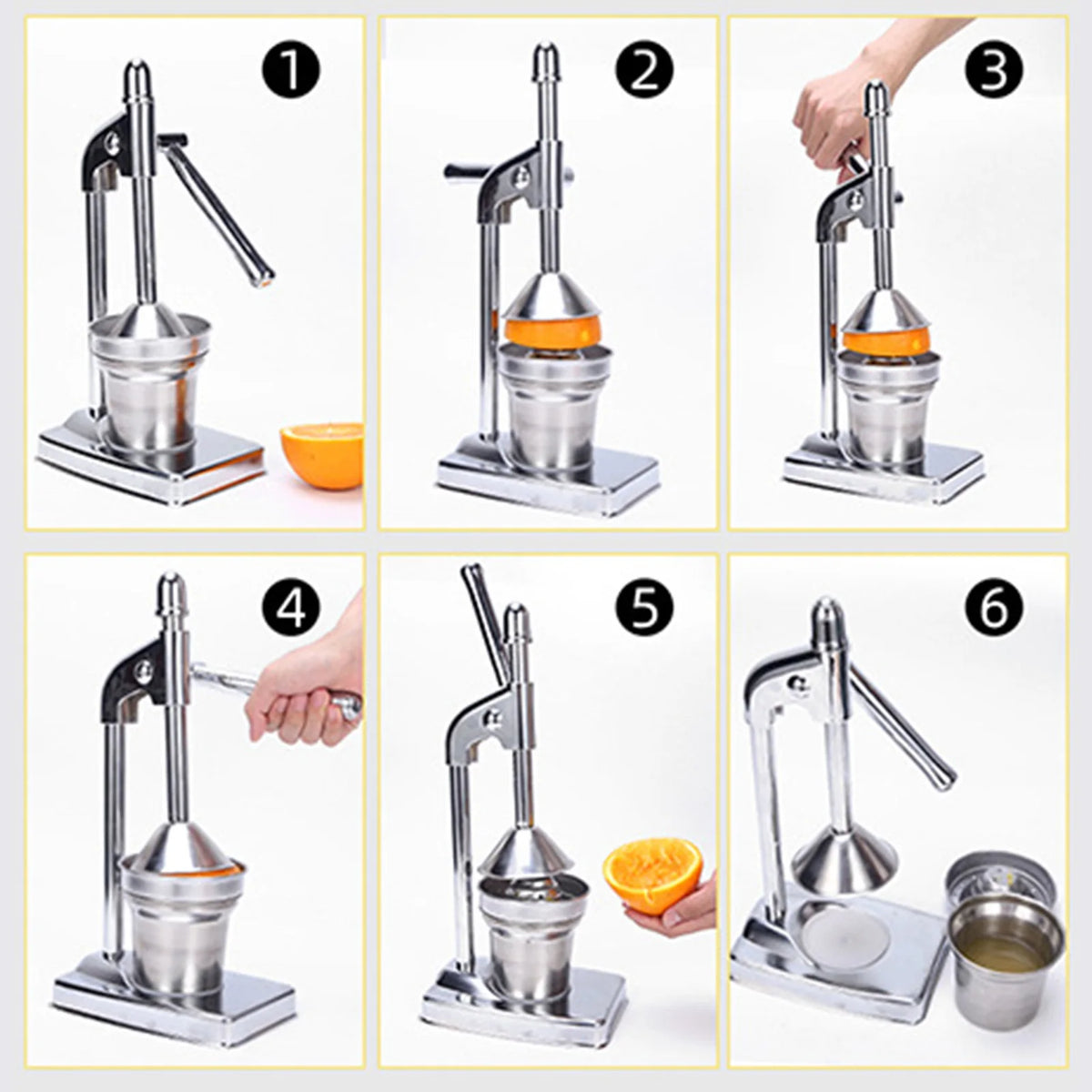 Exprimidor Manual de acero inoxidable para naranja, limón, Granada, prensa Manual, Extractor de zumo de fruta, herramienta de cocina para el hogar fácil de limpiar