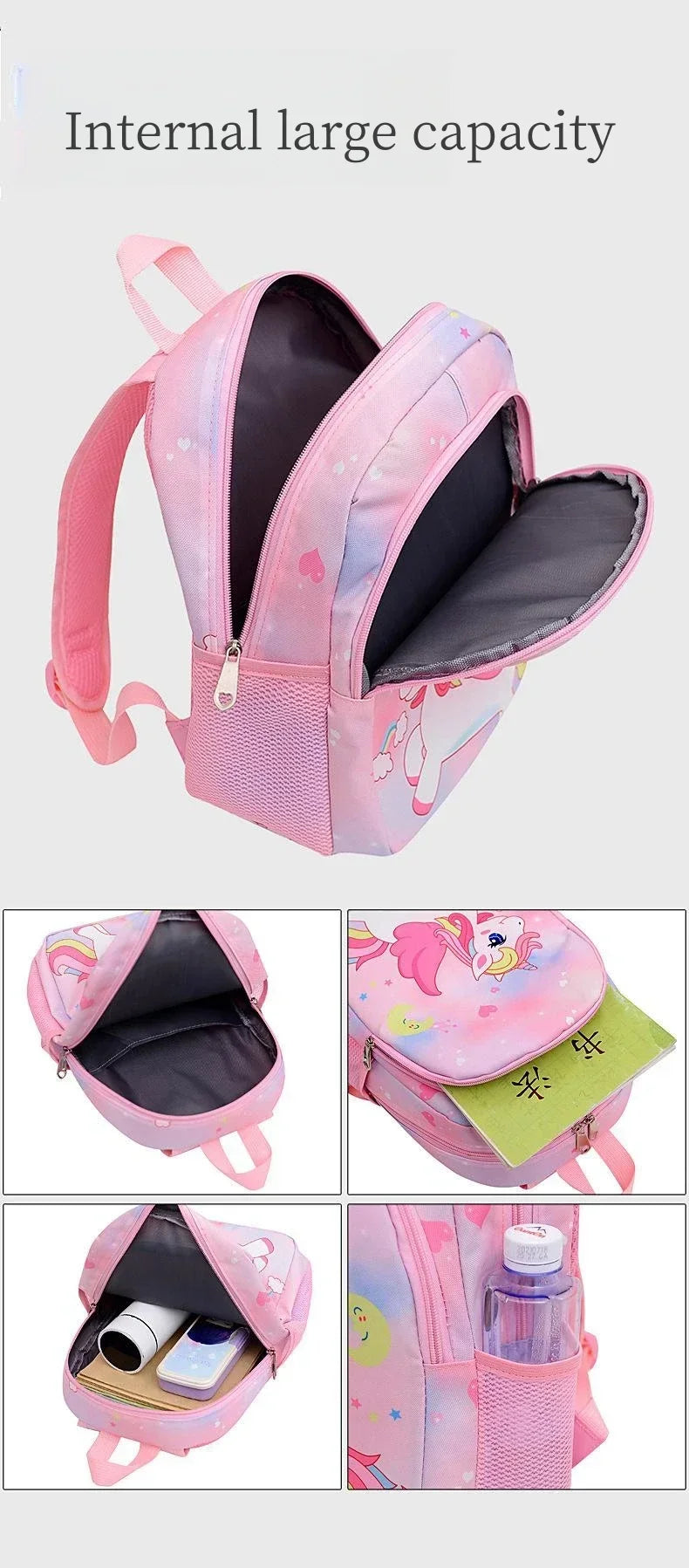 Nueva mochila para niños, bonita mochila escolar con estampado de sirena y unicornio de dibujos animados, mochila escolar ligera para guardería