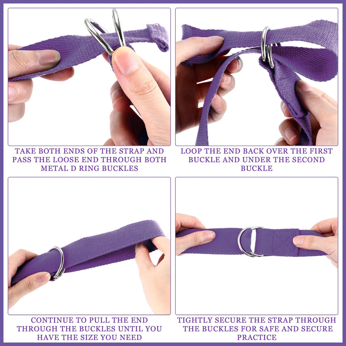 Correa de Yoga de 183x3,8 cm, cinturón de Yoga de algodón para ejercicio, hebilla de anillo en D elástica tejida ajustable, bandas de estiramiento para Fitness, cuerda de Pilates