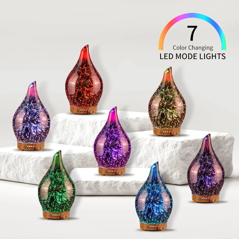 Difusor de aceites esenciales, humidificador ultrasónico de aromaterapia 3D, ajuste de temporizador de apagado automático, decoración de Aroma para regalo de oficina en casa