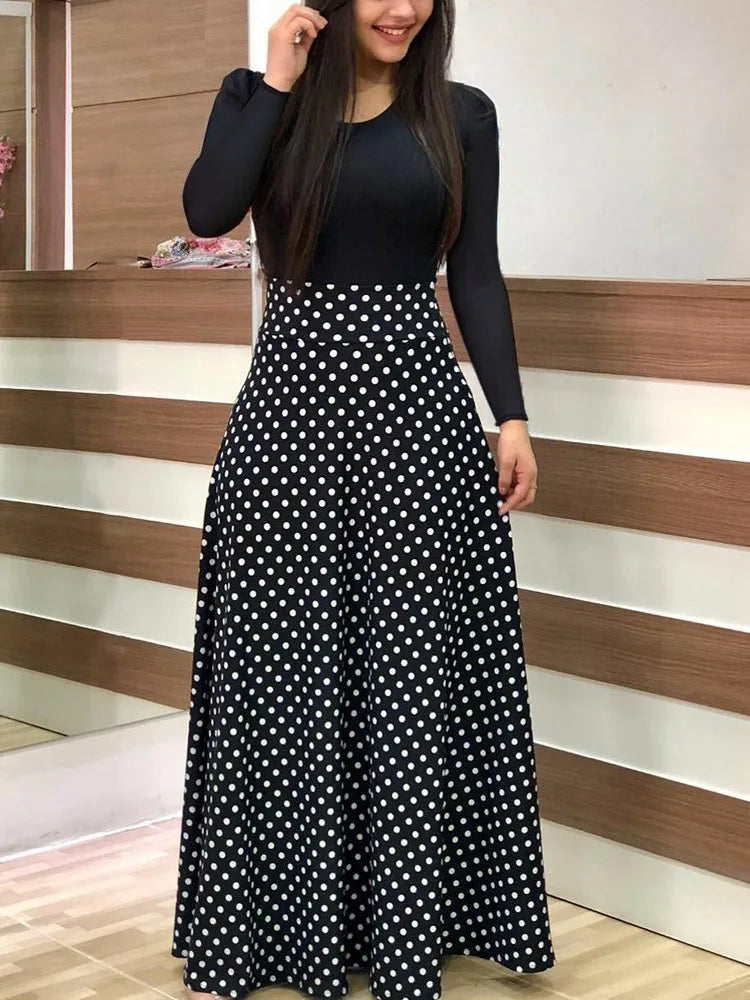 Vestido de manga corta a juego con estampado de flores de estilo europeo y americano para mujer, falda con vuelo grande, 2024
