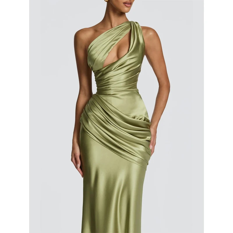 Vestido Maxi Plisado Sólido Sexy con Cuello Halter para Mujer, sin Mangas, sin Espalda, con Cintura Ajustada y Abertura, Vestidos de Fiesta de Verano 2026
