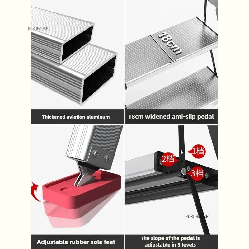 Portable Folding Ladder Household Aluminum Alloy Ladders Straight Ladder Home Furniture Escalator Mobile Climbing Stairs y
