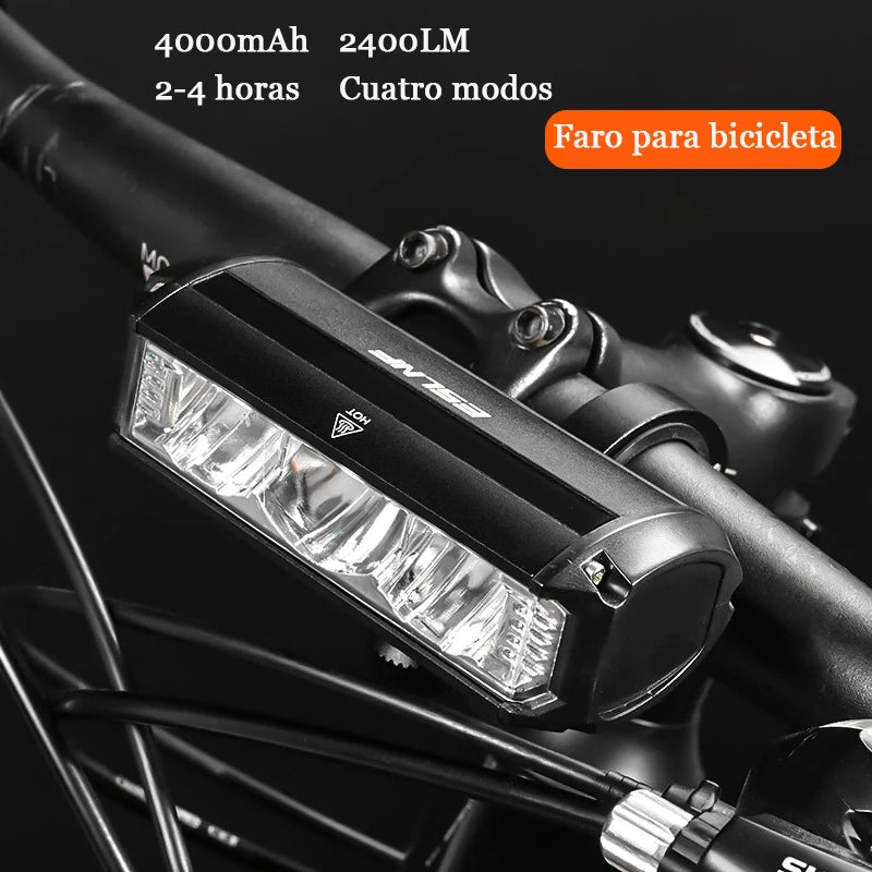 Luz delantera de bicicleta, 5200 lúmenes, 8000 mAh, resistente al agua, antorcha de conducción nocturna, carga USB, accesorios de luz para bicicleta de carretera, equipo de ciclismo